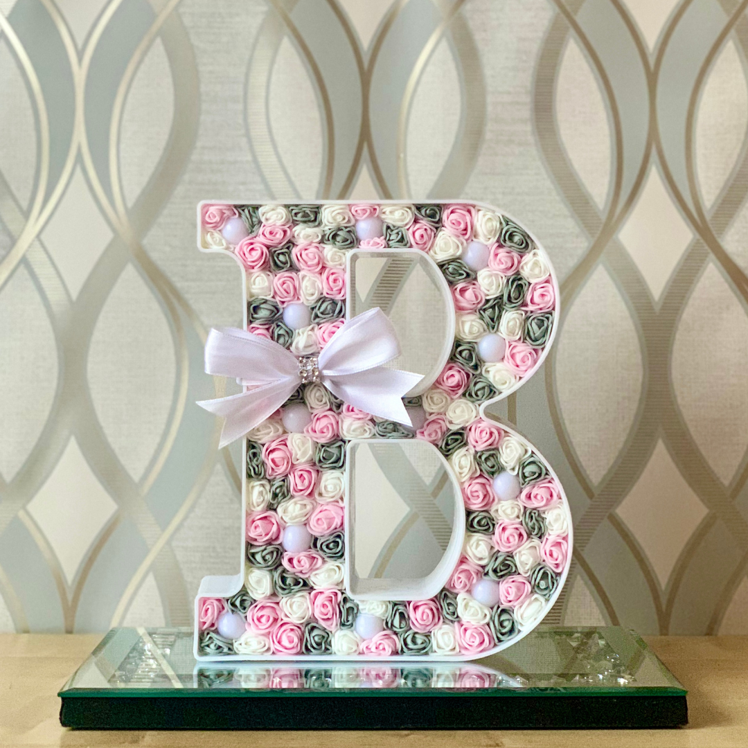 Pale Pink/Grey/White LED Letter