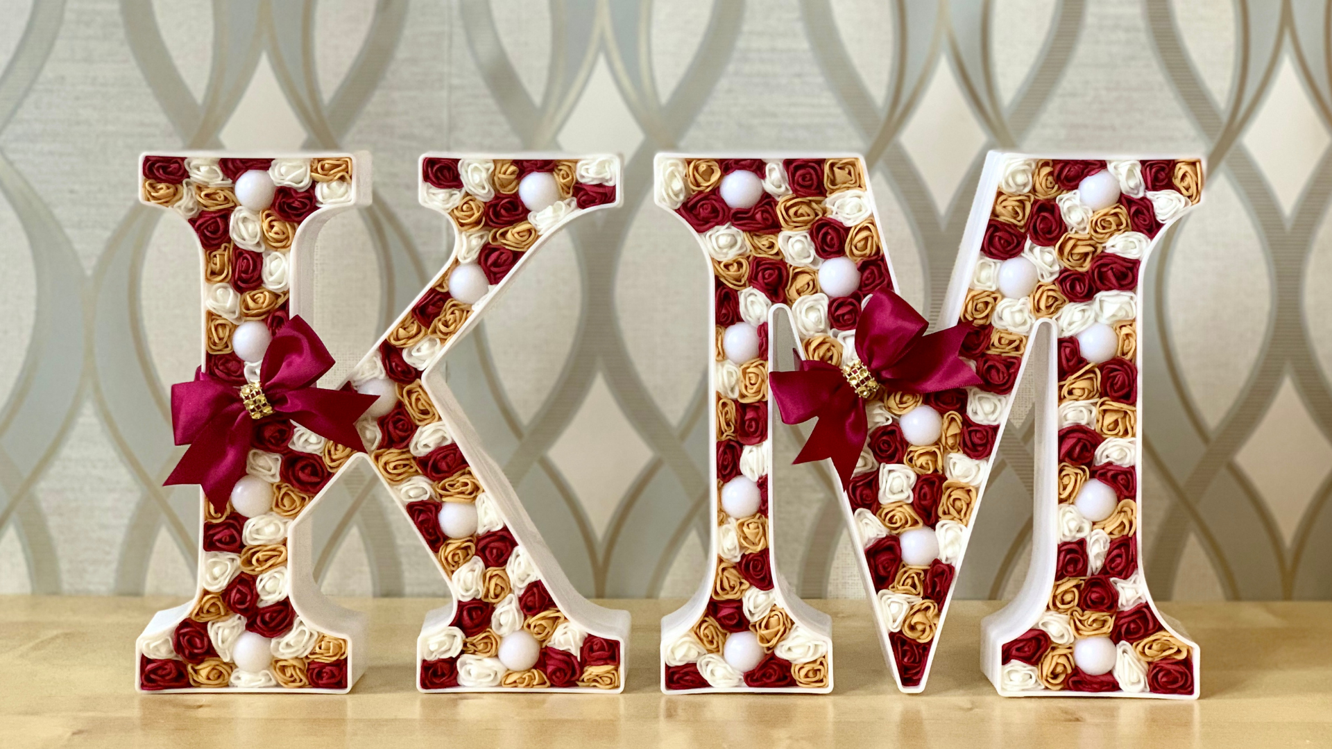 Gold/Burgundy/White LED Letter