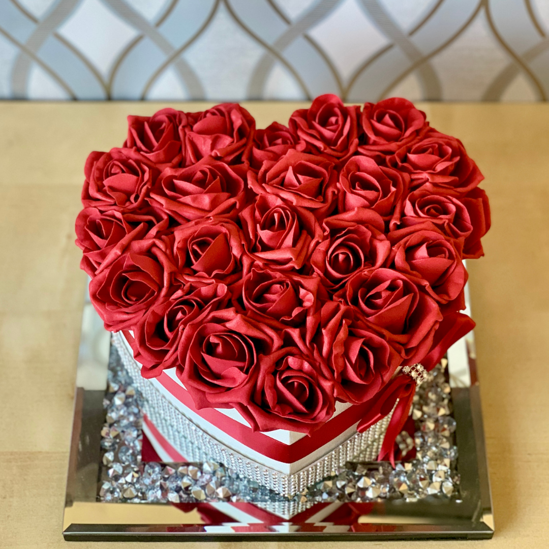 Red/White Valentina Heart Rose Box is