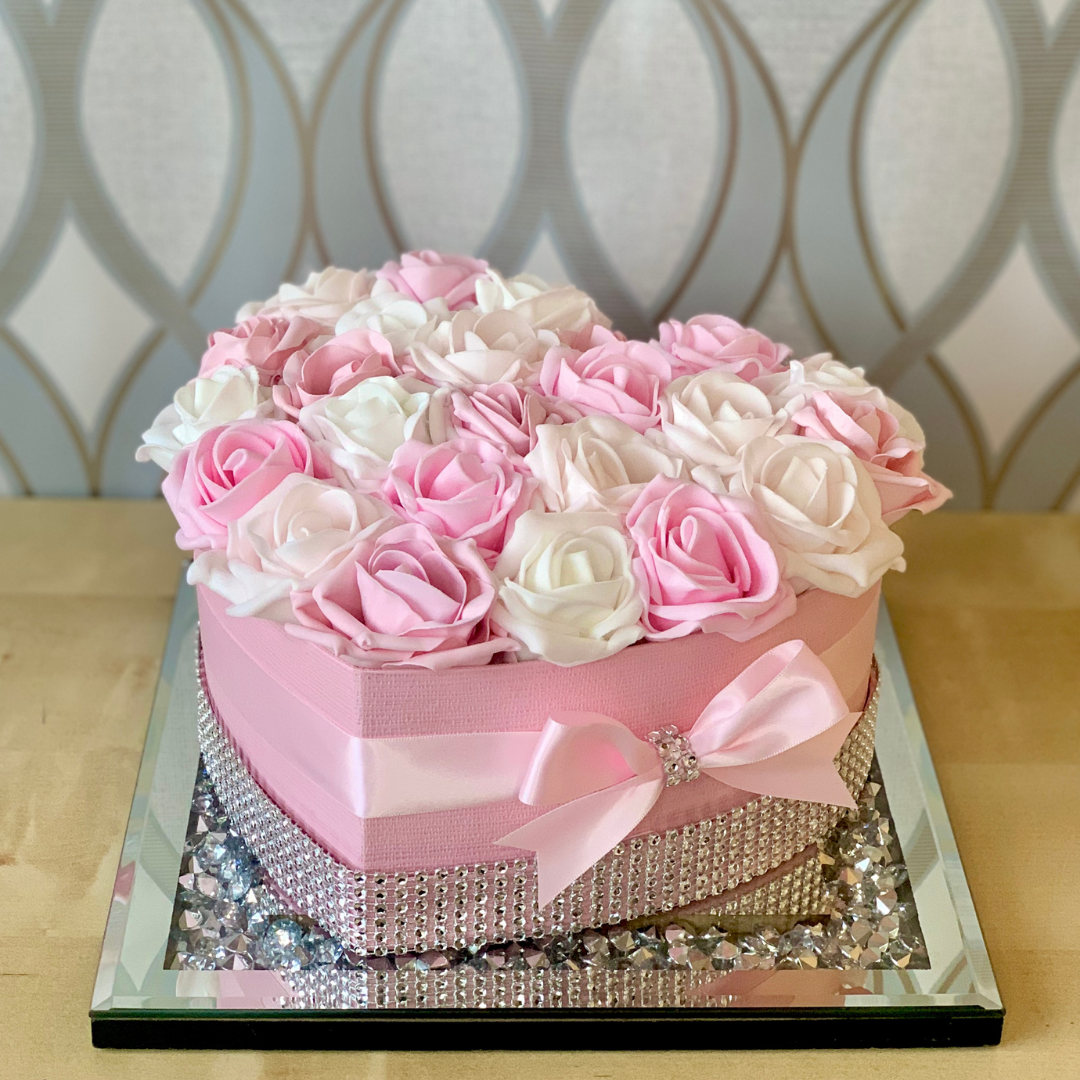 Pink Valentina Heart Rose Box