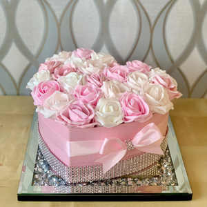 Pink Valentina Heart Rose Box