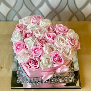 Pink Valentina Heart Rose Box