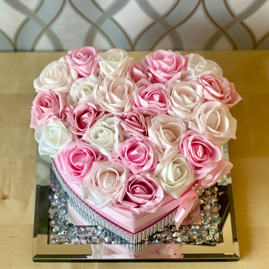 Pink Valentina Heart Rose Box