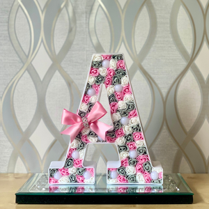 Baby Pink/Grey/White LED Letter