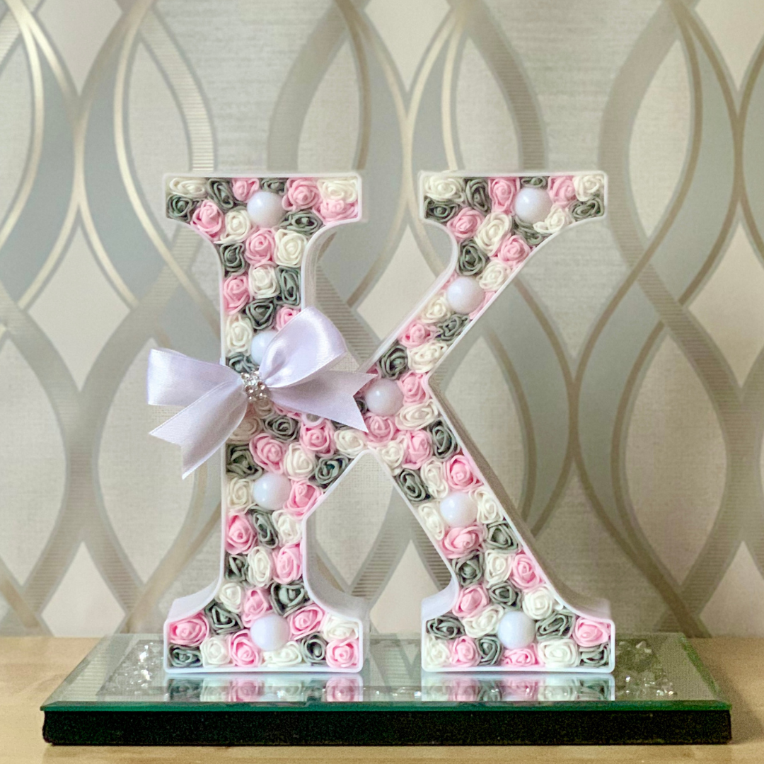 Pale Pink/Grey/White LED Letter